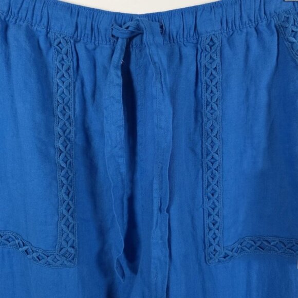 NWT JOIE 100% LINEN Wide Leg Elastic Waist Drawstring Embroidered Pants MEDIUM - Picture 11 of 12